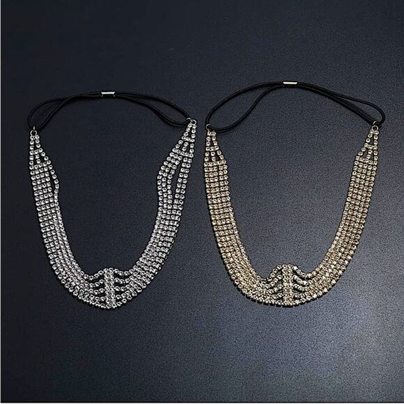 Gold Rhinestone Headband Hair Accessory - Picture 3 of 4